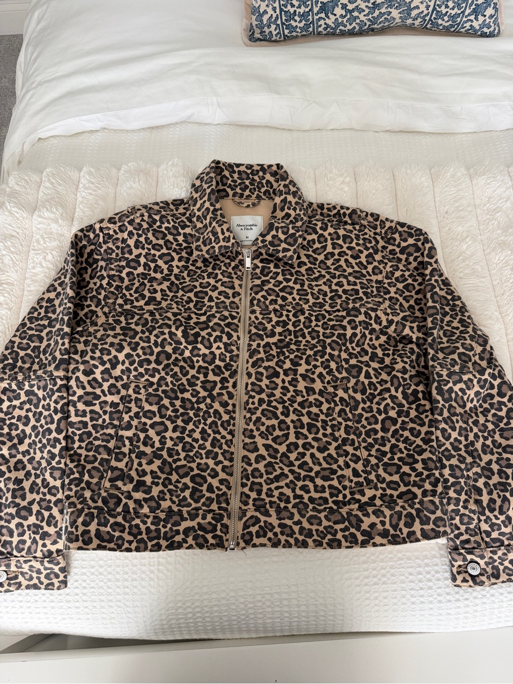 Abercrombie & Fitch Leopard Bomber Jacket - Tan/Black